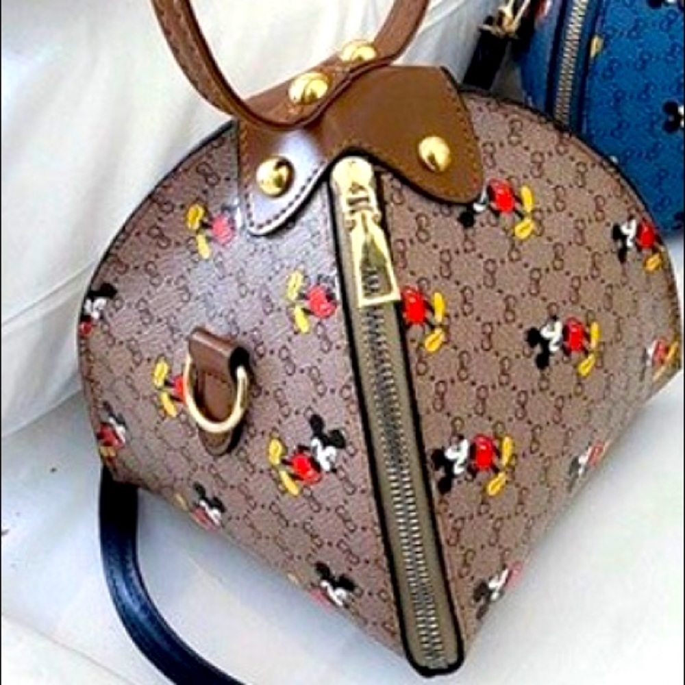 COPY - Mickey Mouse Lantern handbag tan with brown trim crossbody
